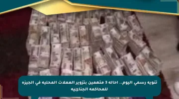 تنويه رسمي اليوم.. إحالة 3 متهمين بتزوير العملات المحلية في الجيزة للمحاكمة الجنائية